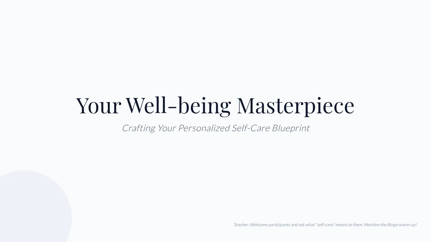 Your Well-being Masterpiece Slide Deck