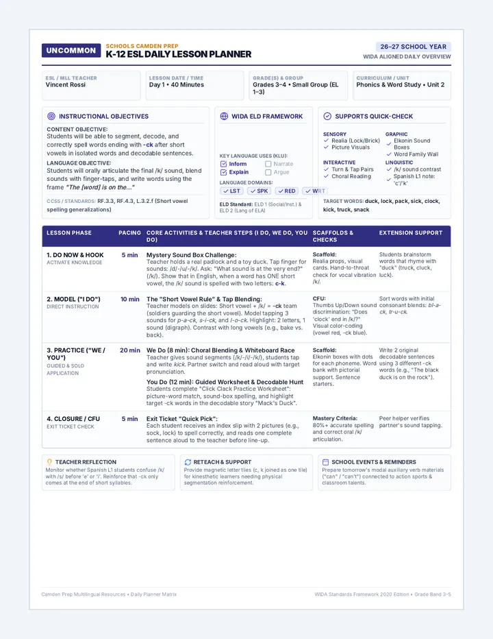 Click Clack Lesson Plan