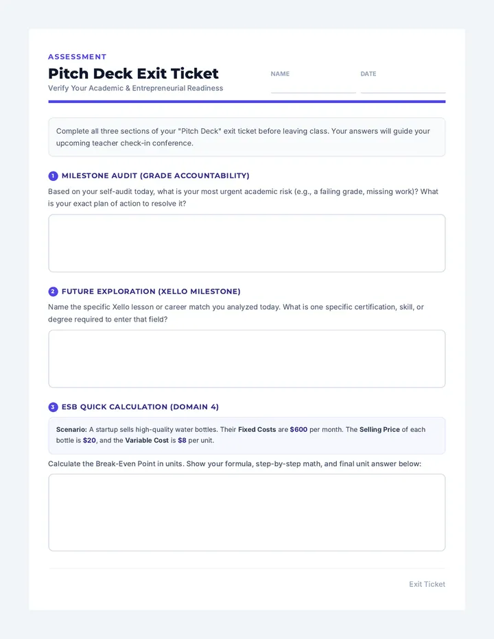 Pitch Deck Exit Ticket