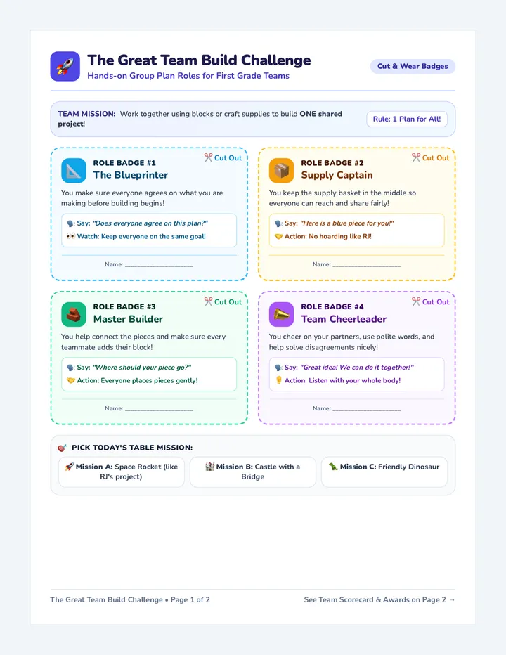 Team Challenge Task Cards