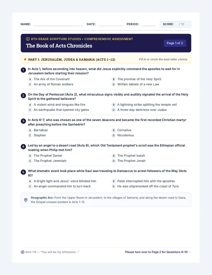 Acts Chronicles Quiz