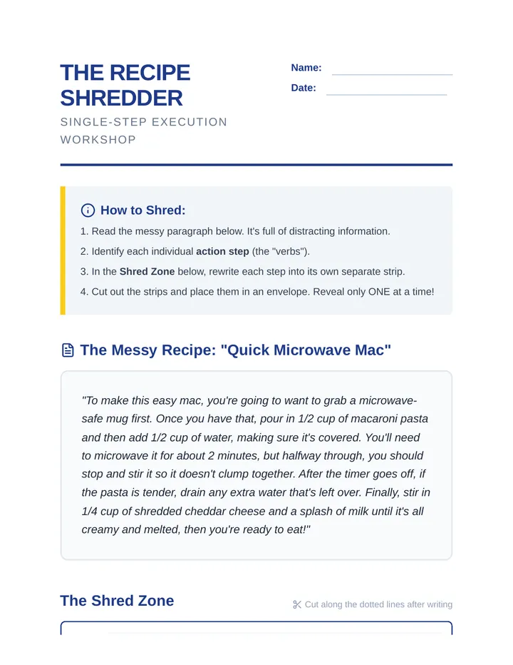 Recipe Shredder Worksheet