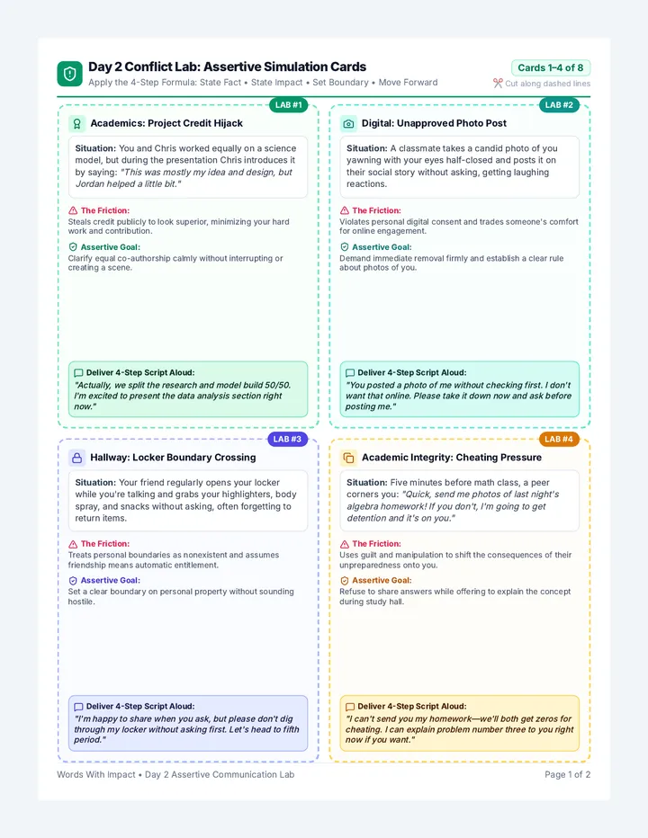 Conflict Lab Task Cards
