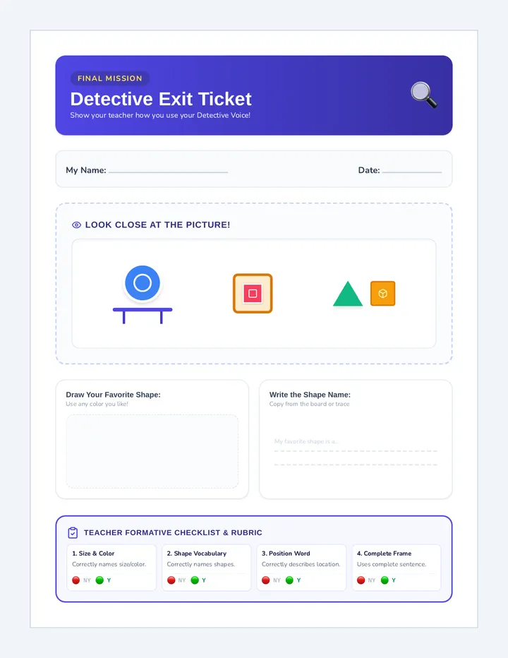 Show and Spy Exit Ticket