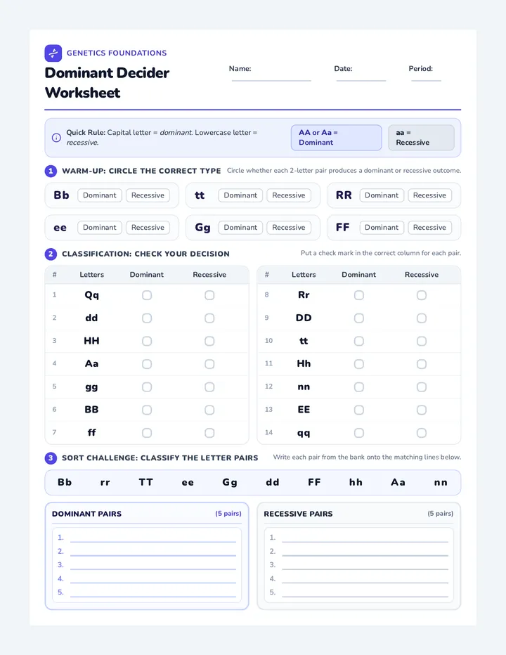 Dominant Decider Worksheet