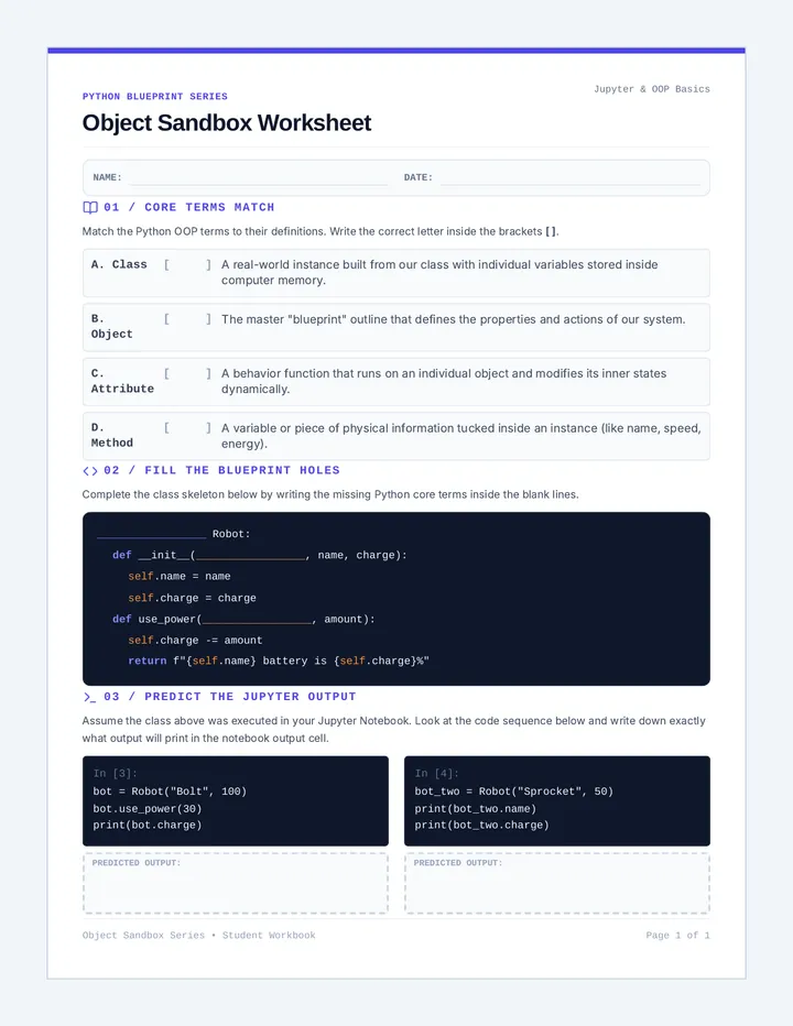 Object Sandbox Worksheet