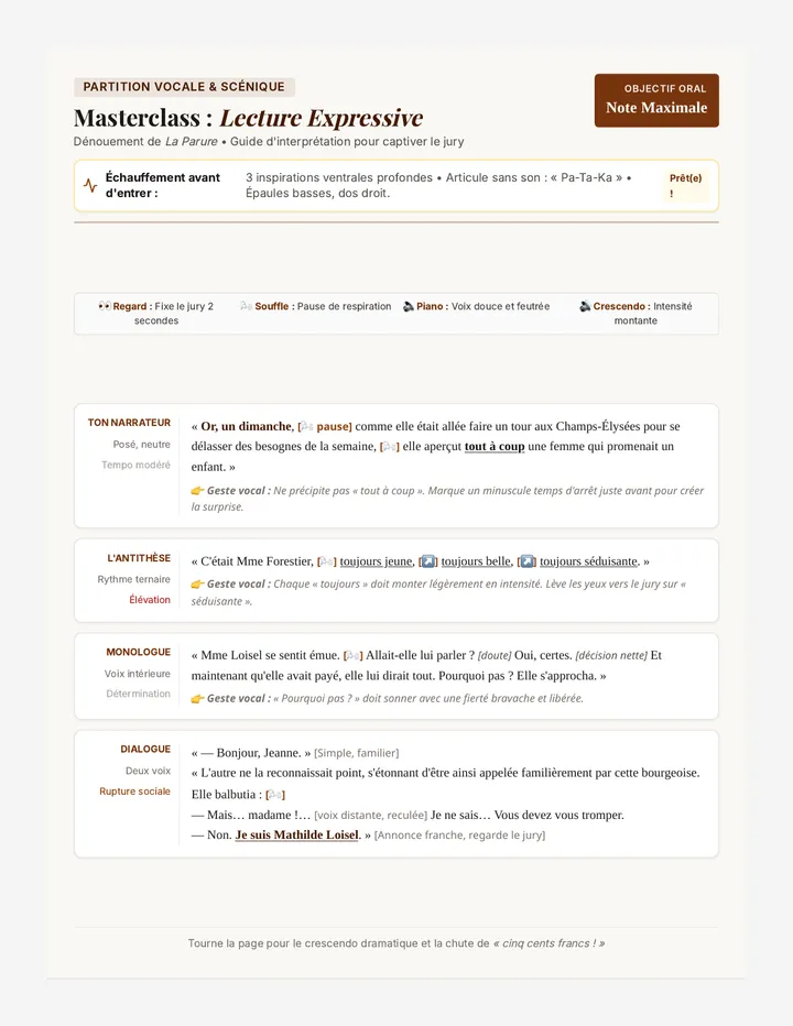 Parure Expressive Reading Script