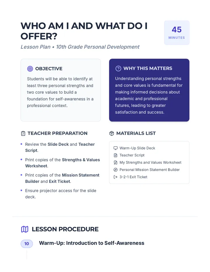 Who Am I Lesson Plan