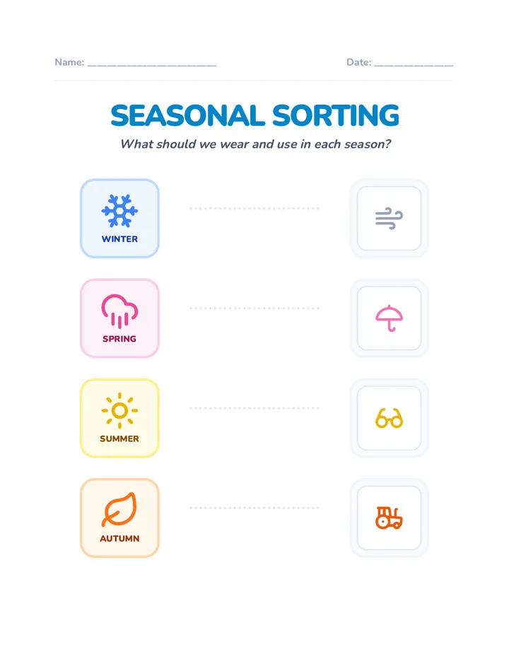 Seasonal Sorting Worksheet