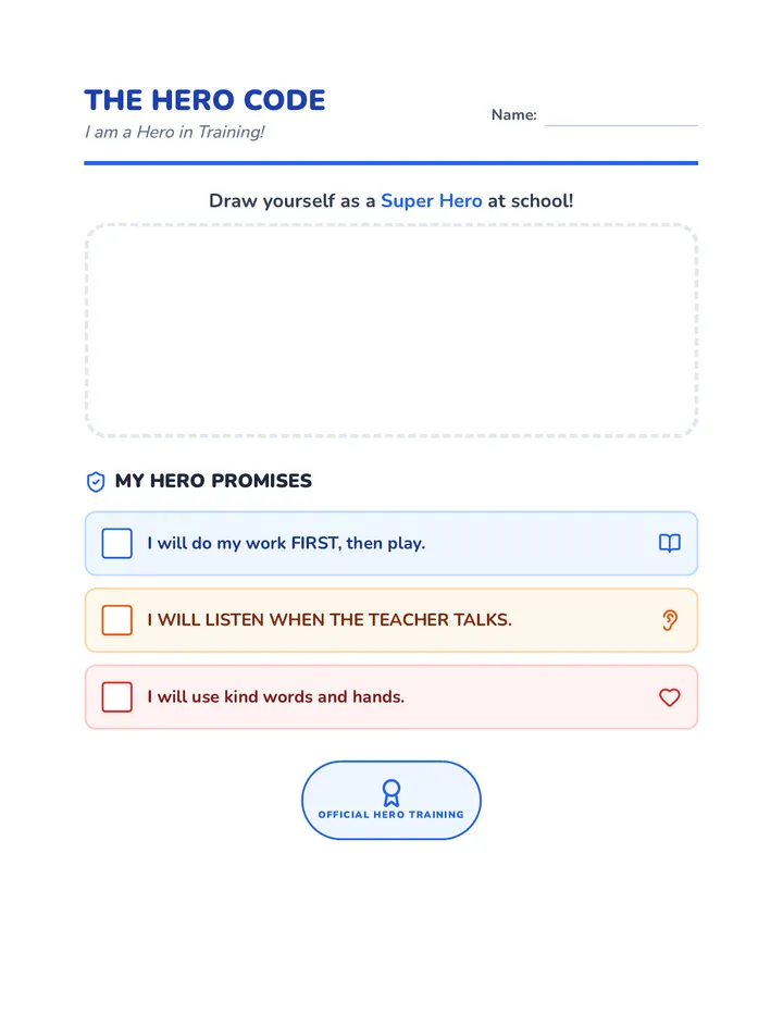 My Hero Promises Worksheet