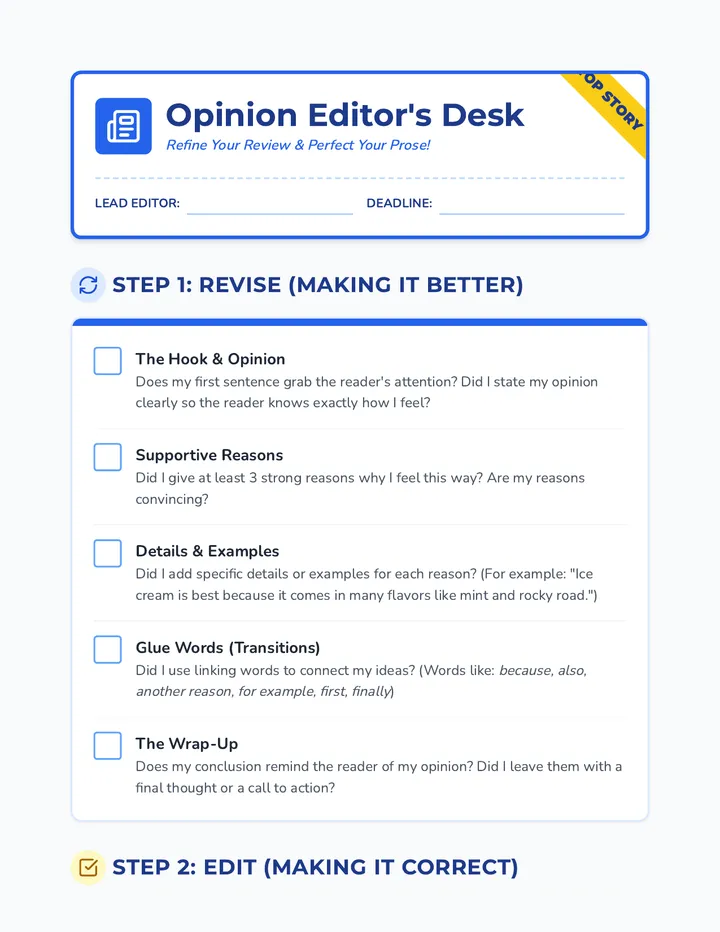 Opinion Editor Checklist