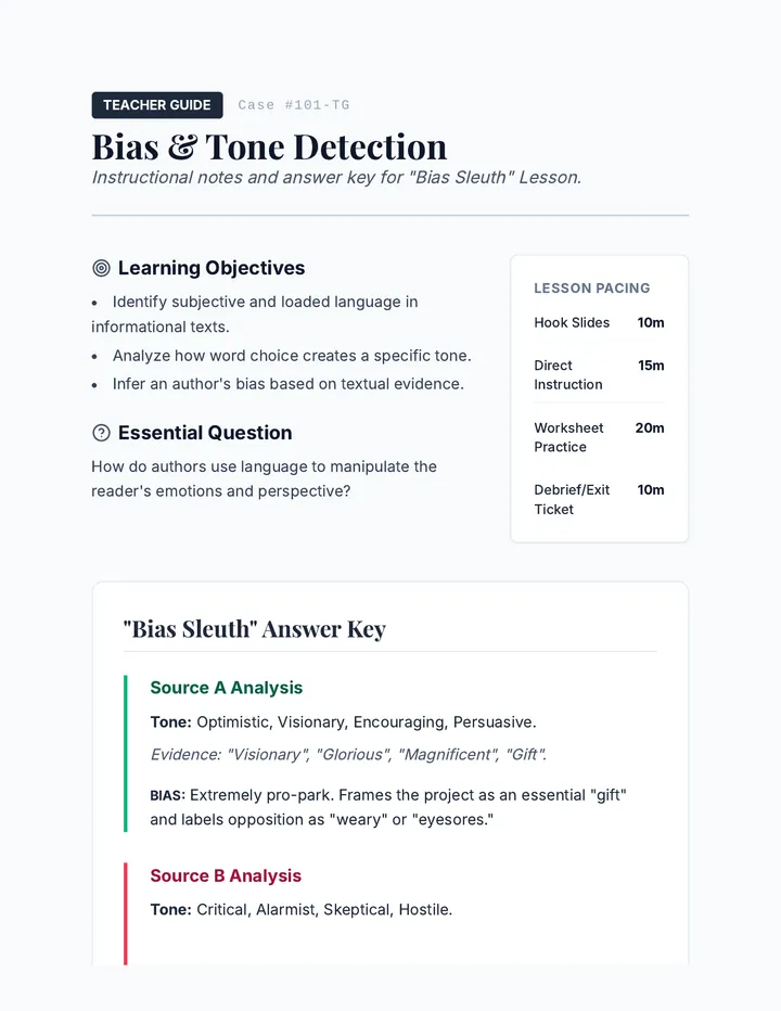 Bias and Tone Teacher Guide