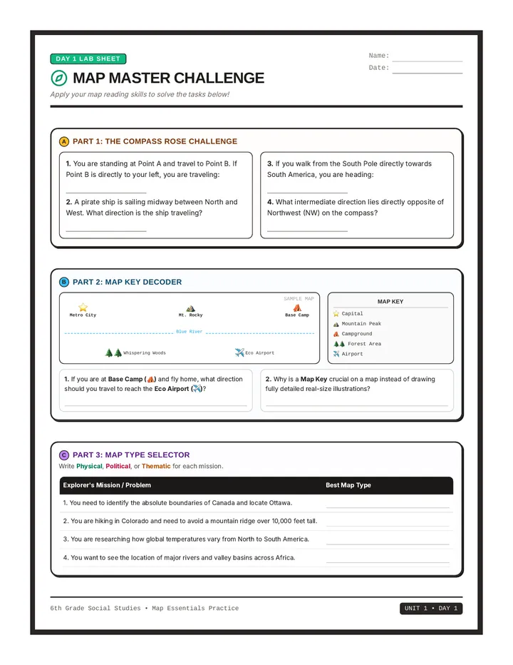 Map Essentials Worksheet