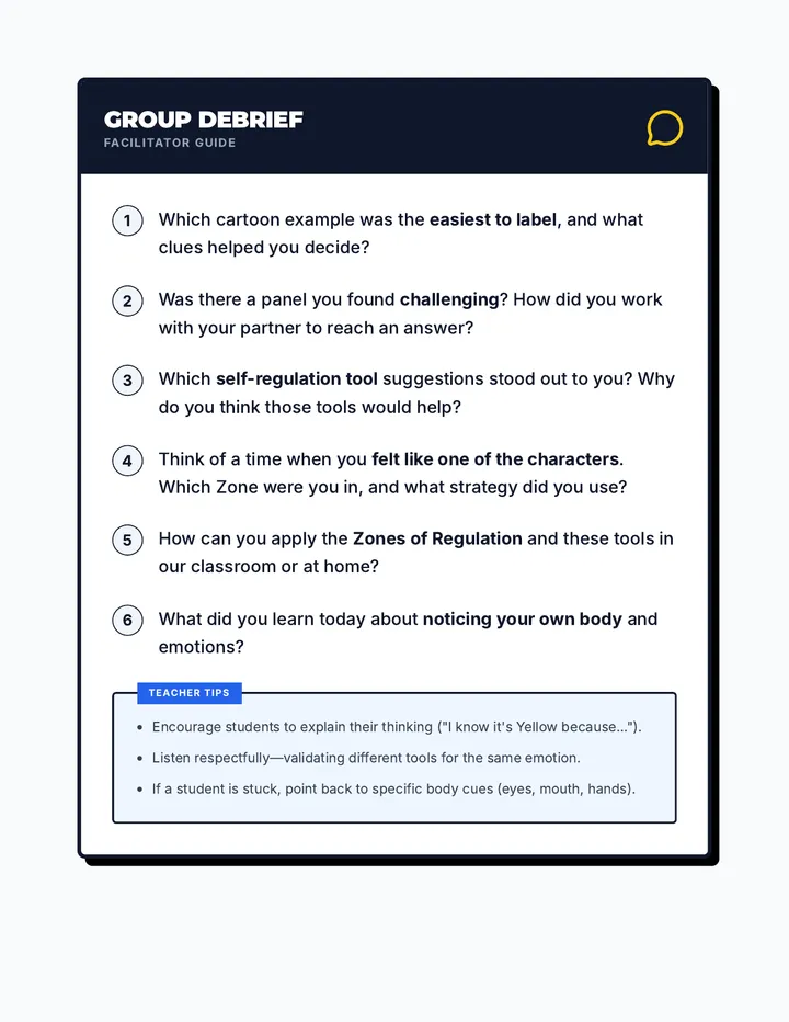 Group Debrief Questions Discussion Guide