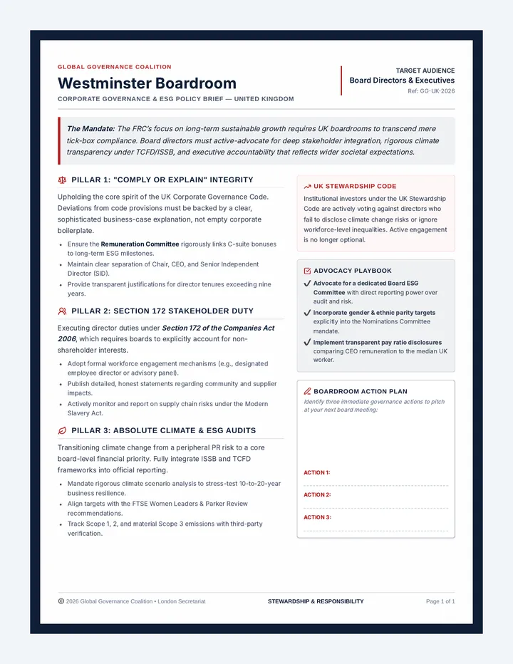Westminster Boardroom Policy Brief