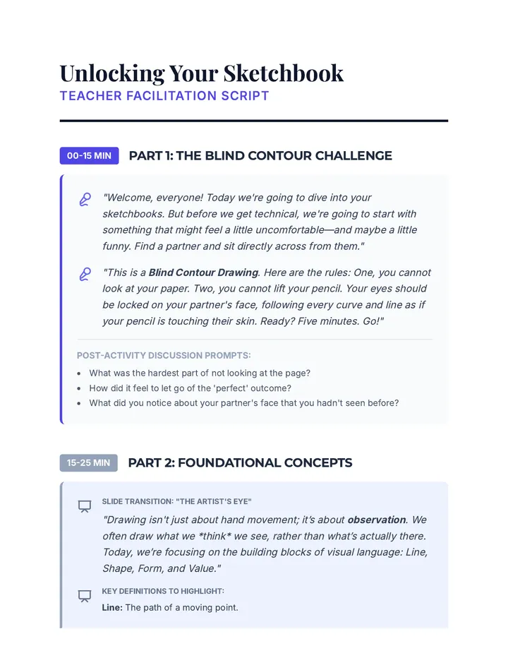 Unlocking Your Sketchbook Script