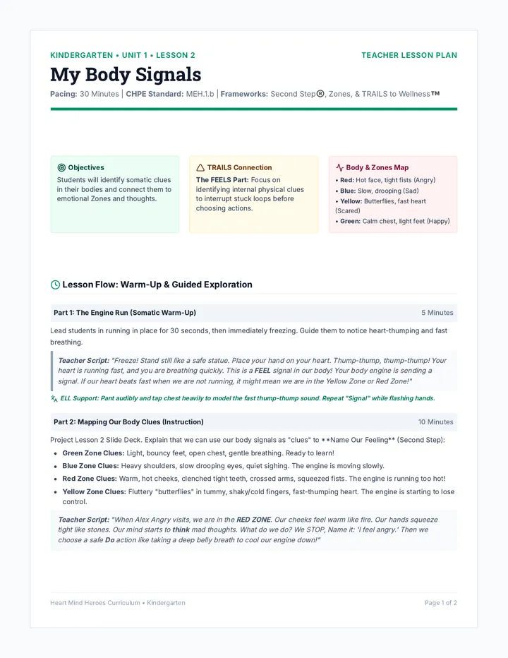 My Body Signals Teacher Guide