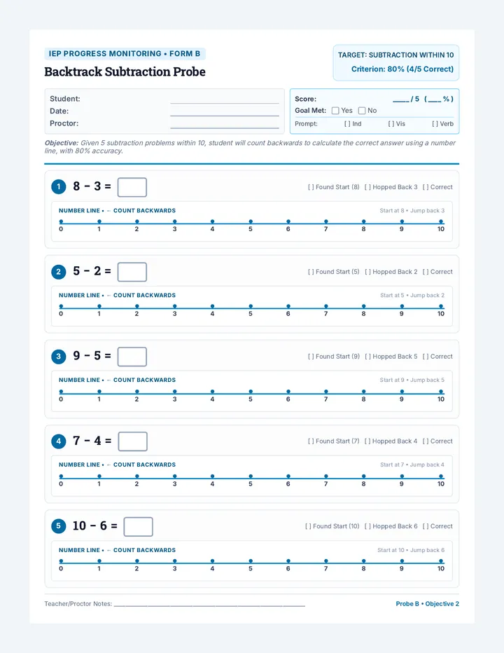 Backtrack Hop Probe B Worksheet
