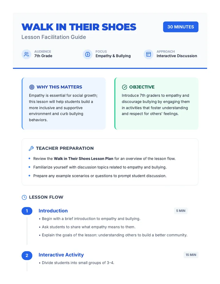 Walk in Their Shoes Lesson Plan