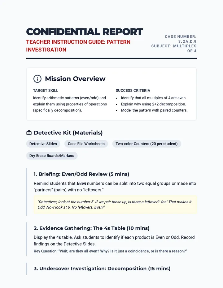 Pattern Report Teacher Guide