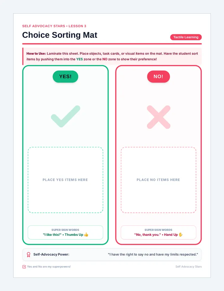 Choice Champions Sorting Mats page 1