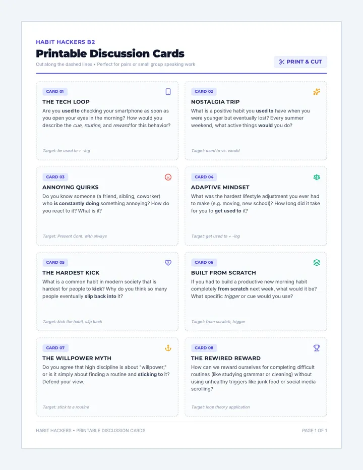 Habit Hackers Discussion Cards