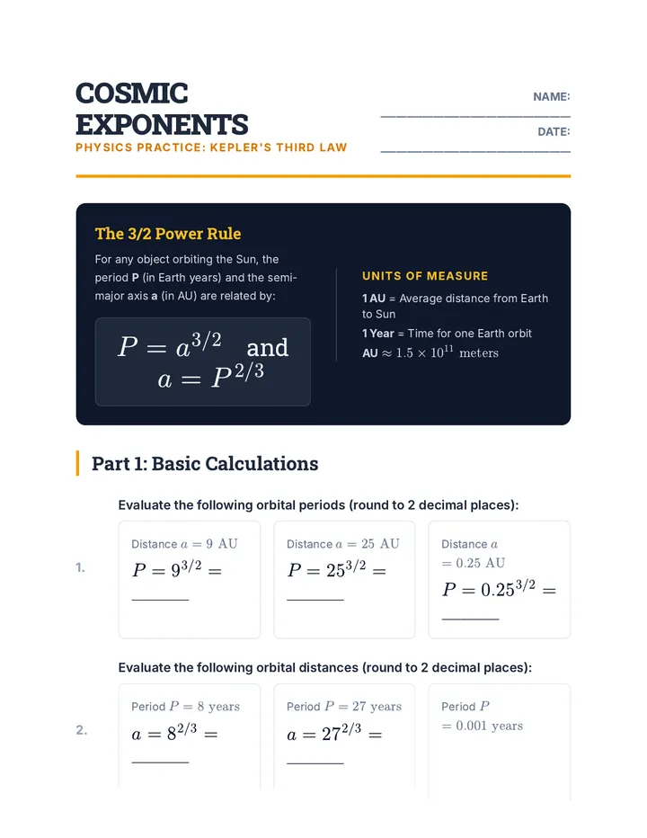 Cosmic Exponents Practice
