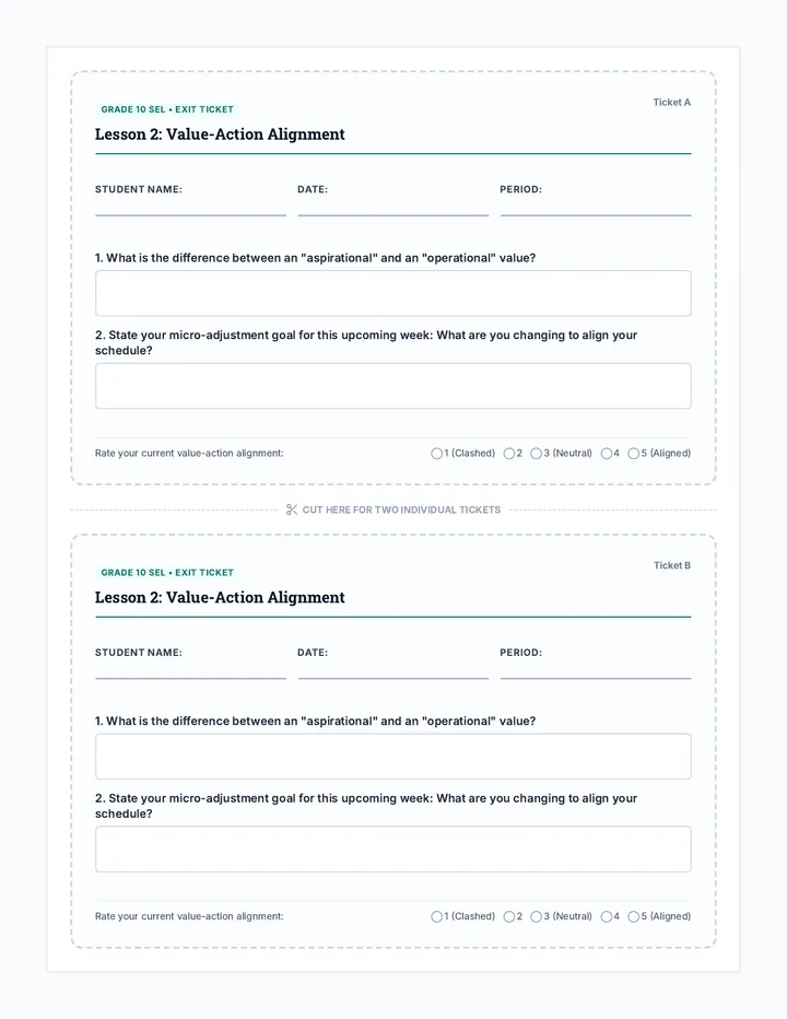 Alignment Exit Ticket