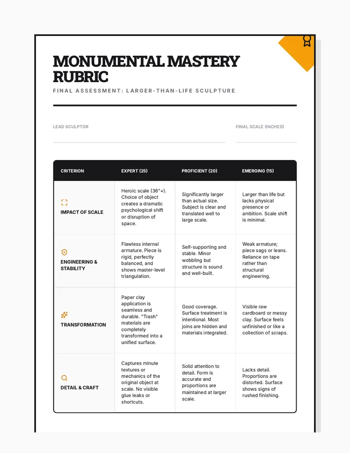 Monumental Mastery Rubric