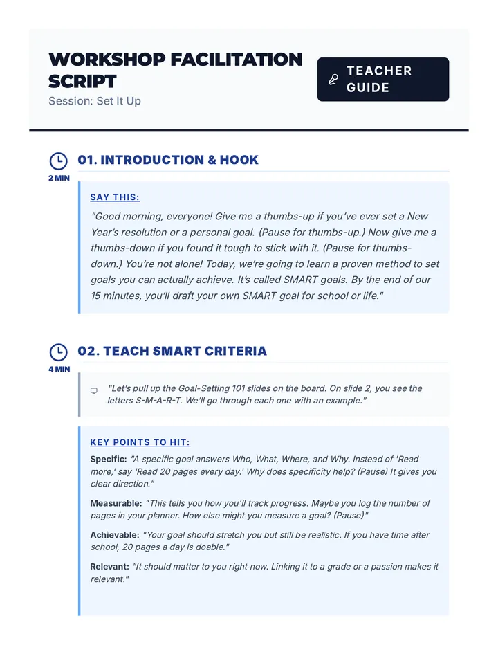 SMART Goals Workshop Script