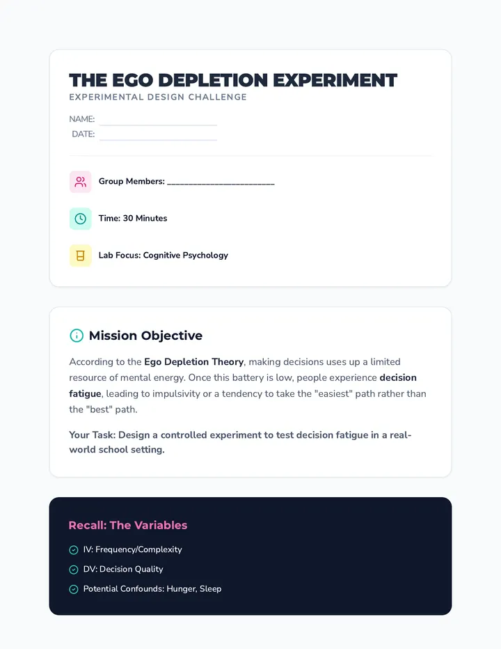 Decision Fatigue Worksheet