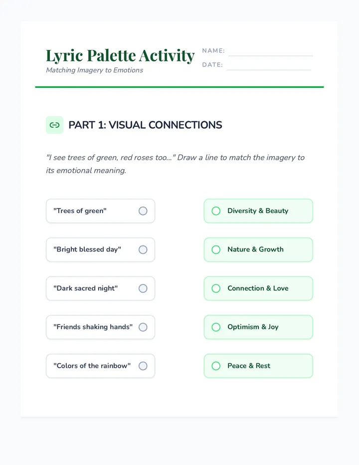Lyric Palette Activity