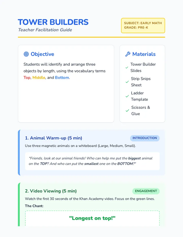 Tower Builders Teacher Guide