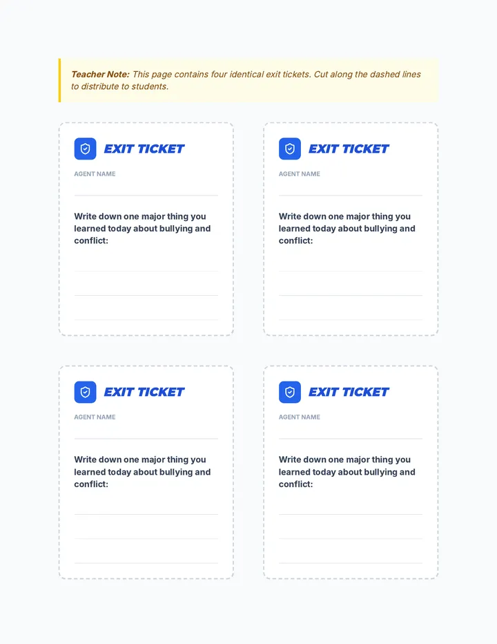 Peace Patrol Exit Ticket