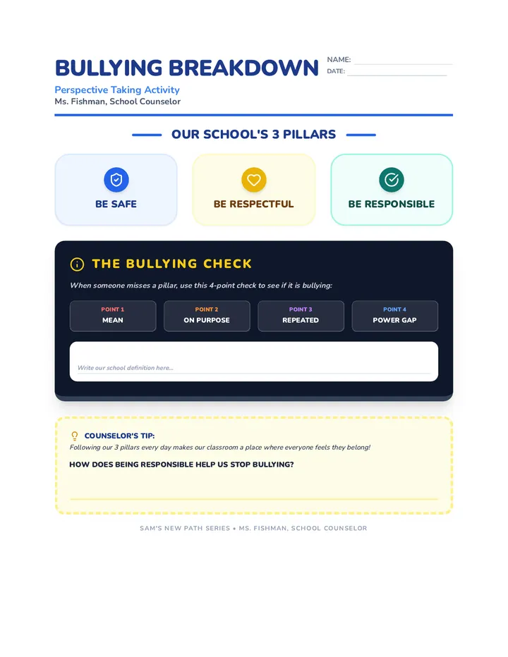 Bullying Definition Worksheet
