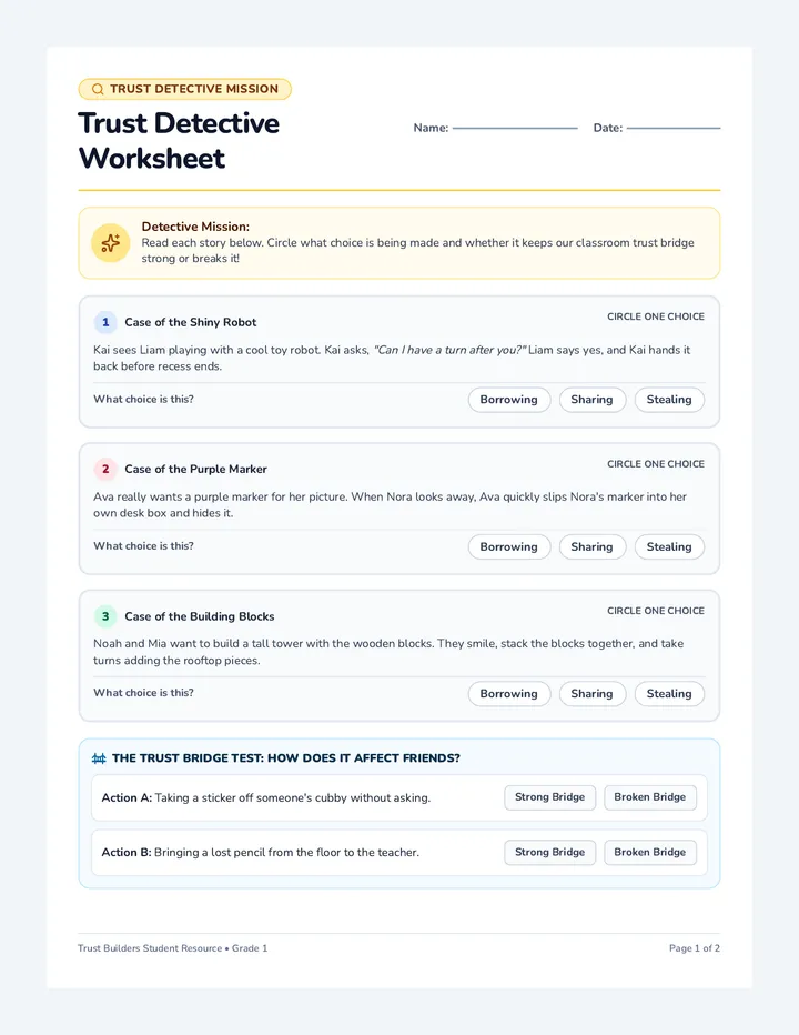 Trust Detective Worksheet