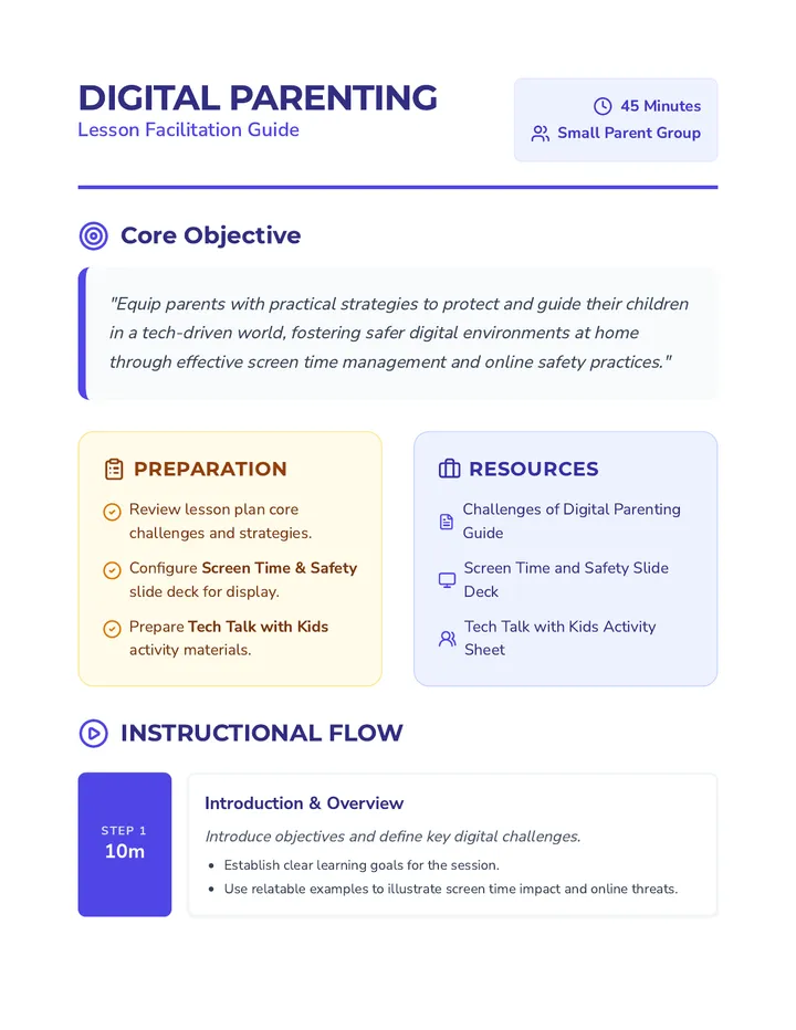 Digital Parenting Lesson Plan