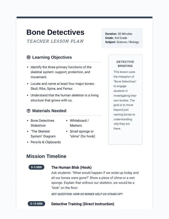Bone Detectives Lesson Plan