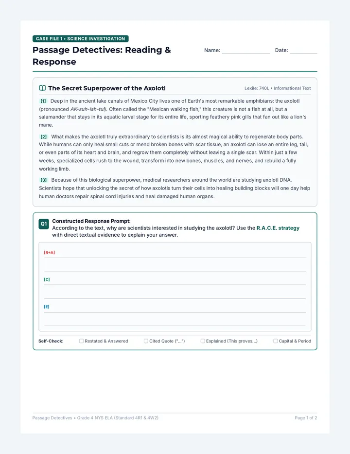 Passage Detectives Practice Worksheet