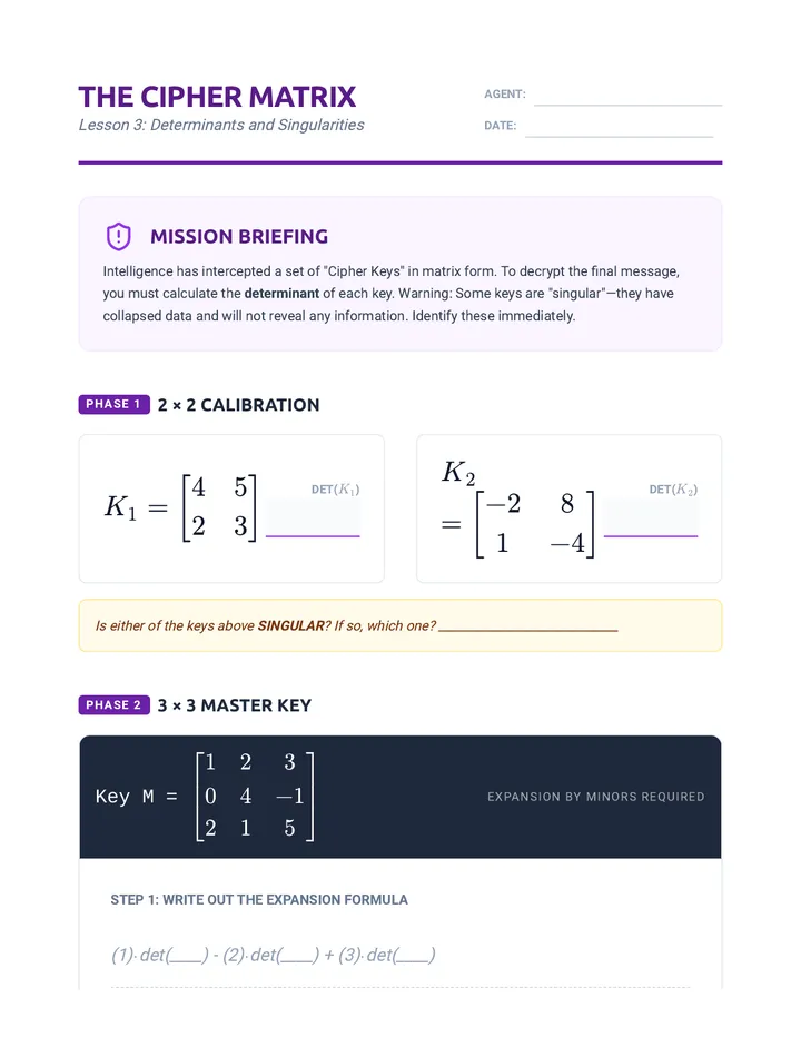Determinant Decipher Activity