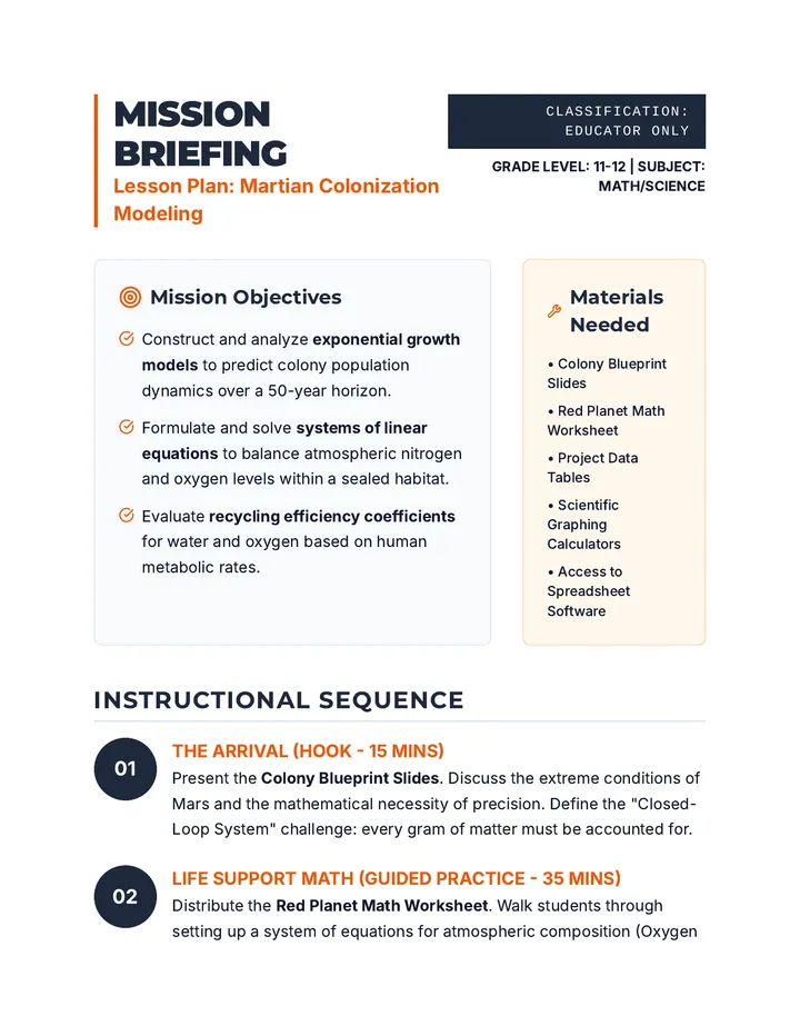 Mission Briefing Lesson Plan