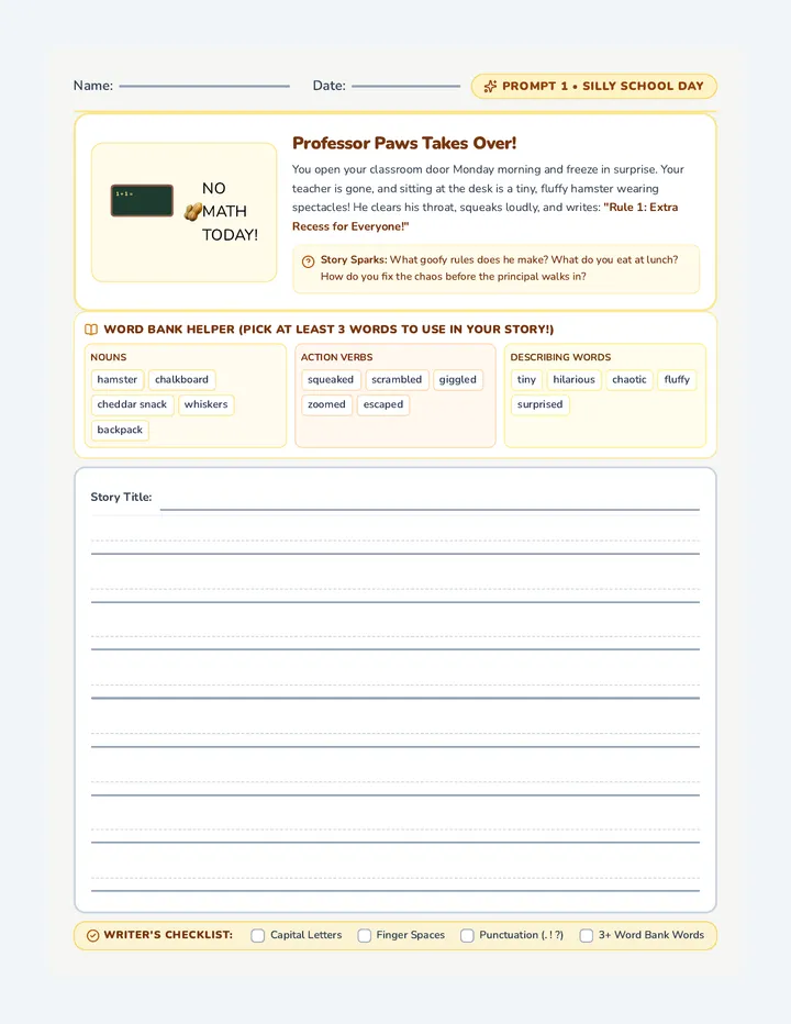 Story Sparks Writing Worksheet