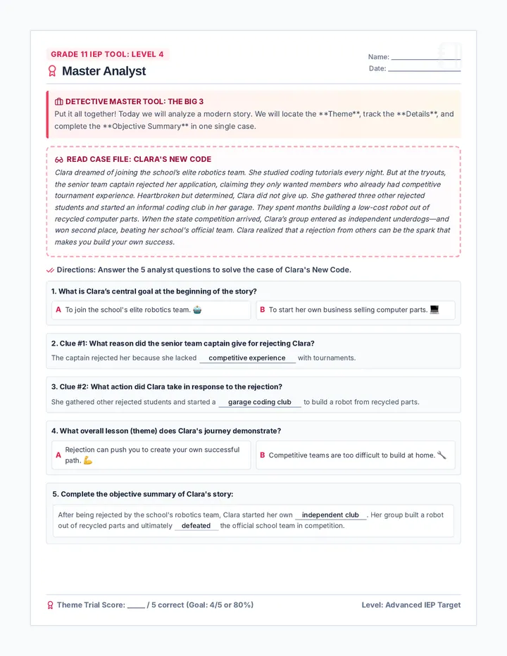 Master Analyst Worksheet
