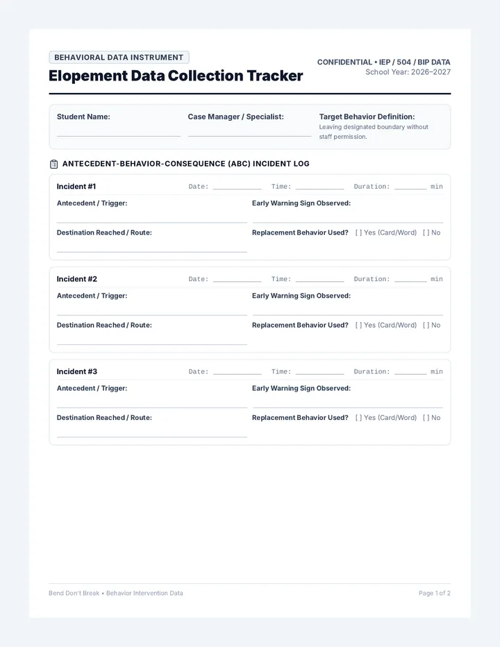 Elopement Data Collection Tracker