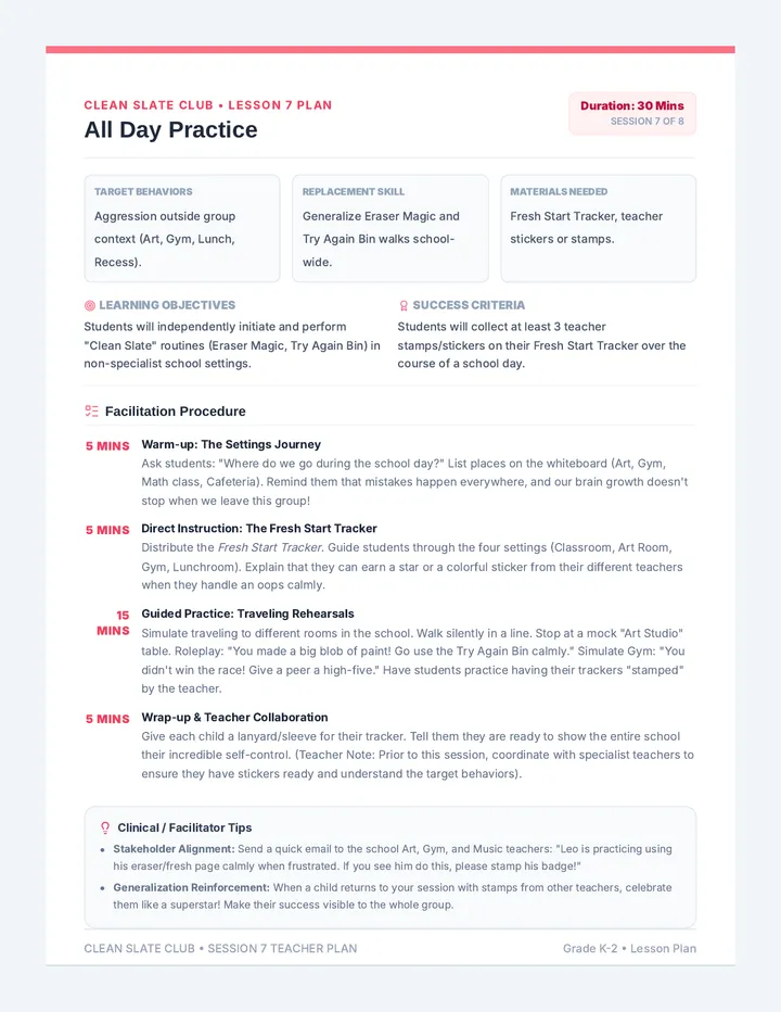 Fresh Start Lesson Plan