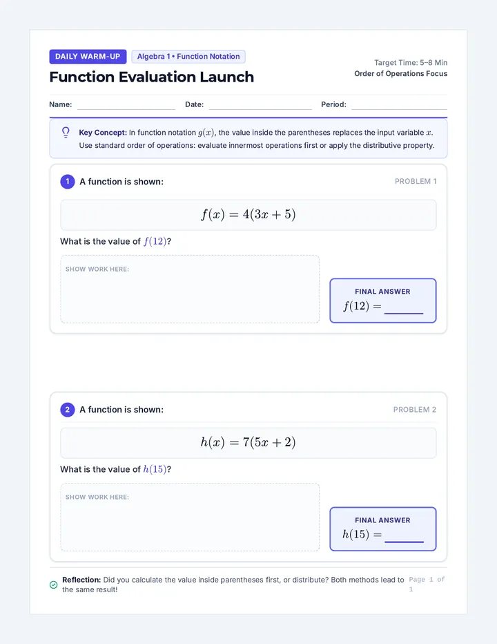 Function Launch Worksheet