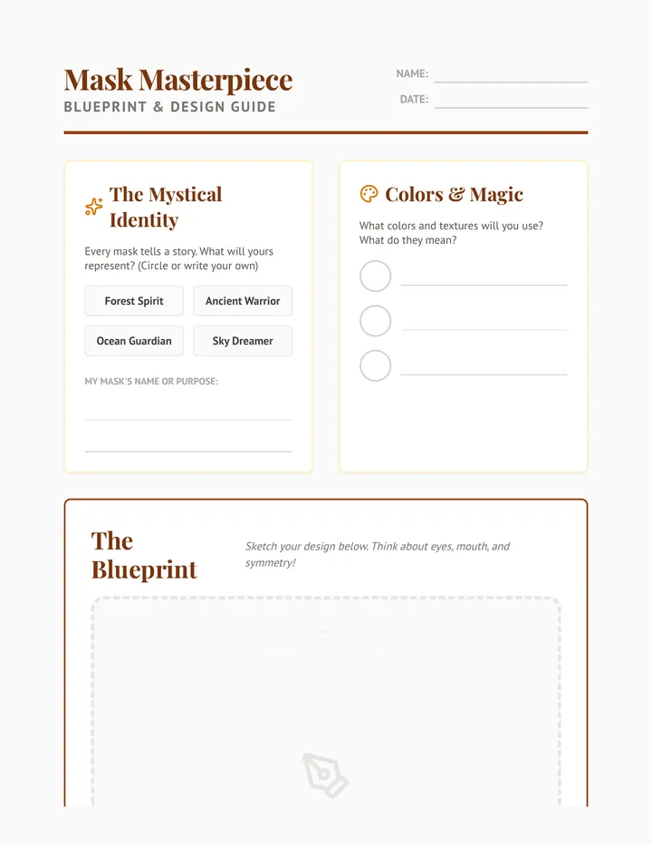Mask Masterpiece Worksheet
