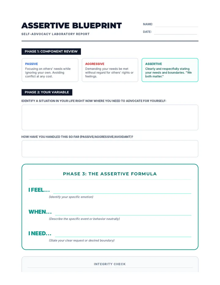Assertive Blueprint Worksheet