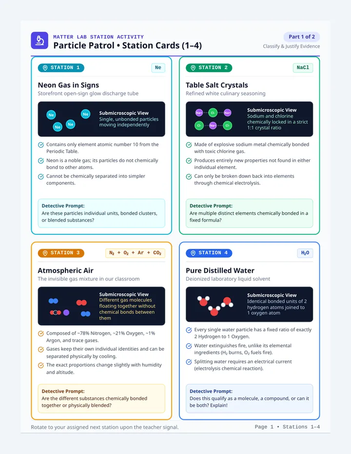 Particle Patrol Station Cards