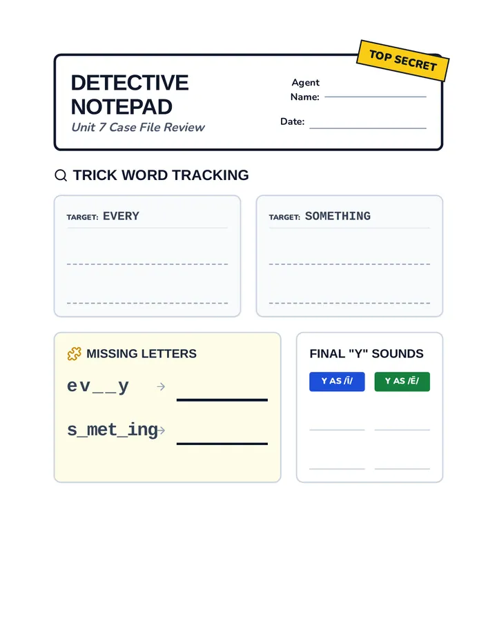 Detective Notepad Worksheet